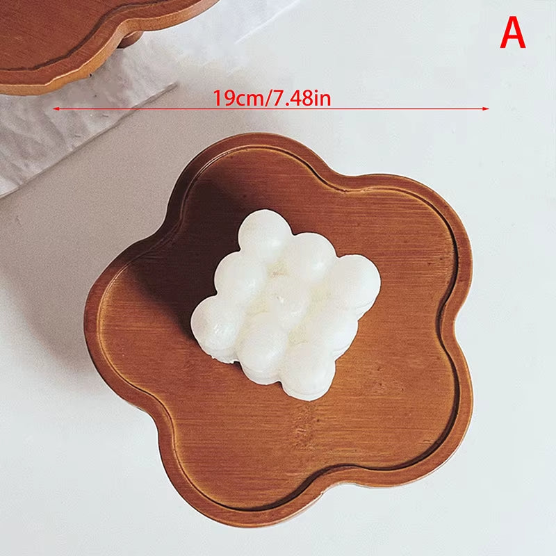 1PCS Tableware Solid Wood round Dessert Plate Japanese-Style Wooden Tray Snack Plate Dried Fruit Plate Wooden Plate